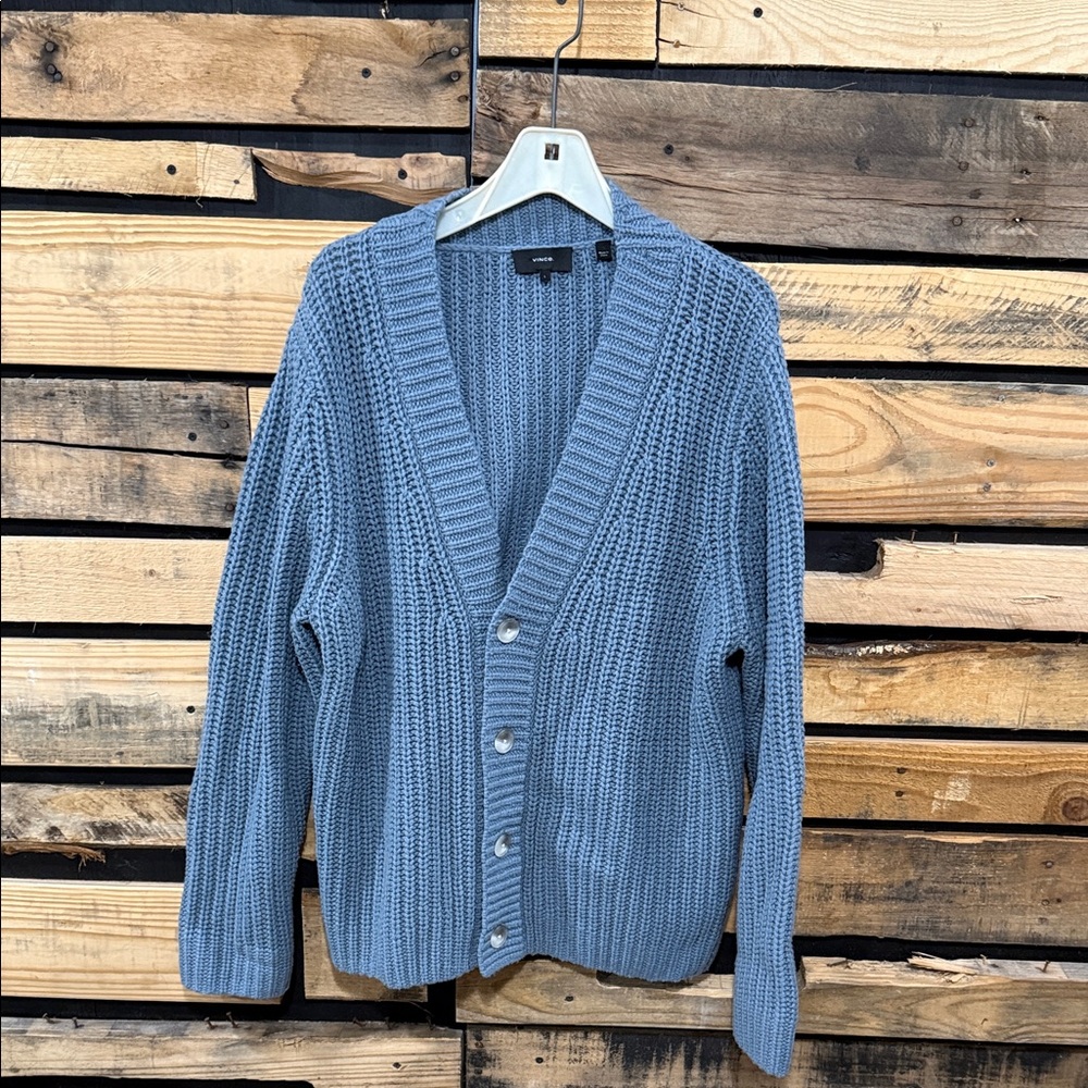 Vince Blue Men's Cardigan Sweater